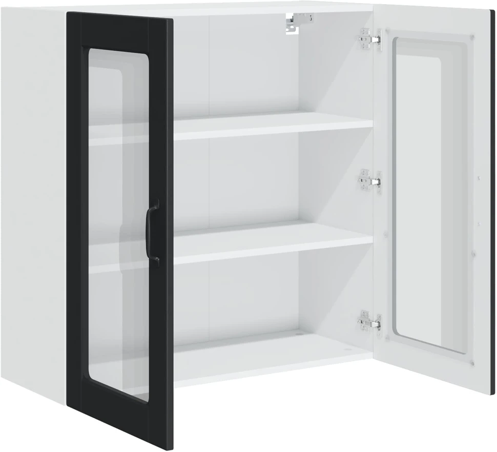 Sieninis stiklinis kabinetas PORTO Juoda 80 x 31 x 80 cm