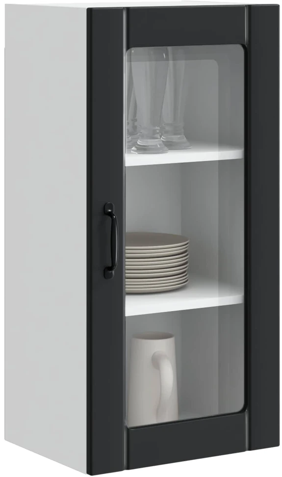 Sieninis stiklinis kabinetas PORTO Juoda 40 x 31 x 80 cm