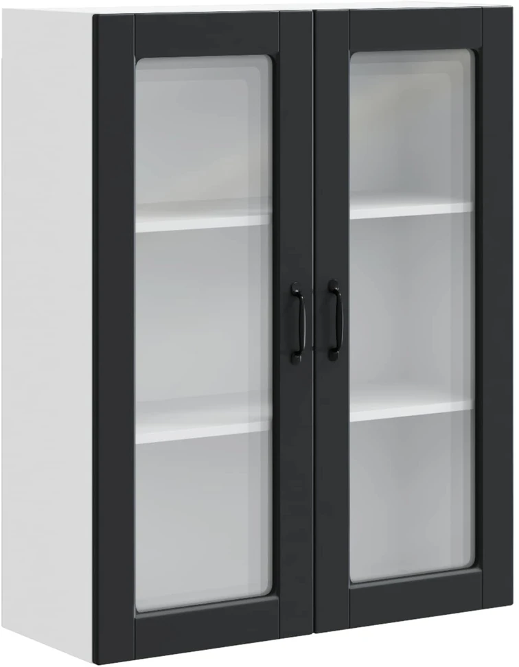 Sieninis stiklinis kabinetas PORTO Juoda 80 x 31 x 100 cm