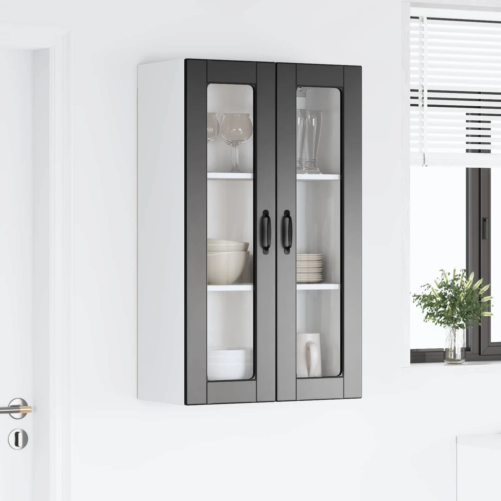 Sieninis stiklinis kabinetas PORTO Juoda 60 x 31 x 100 cm