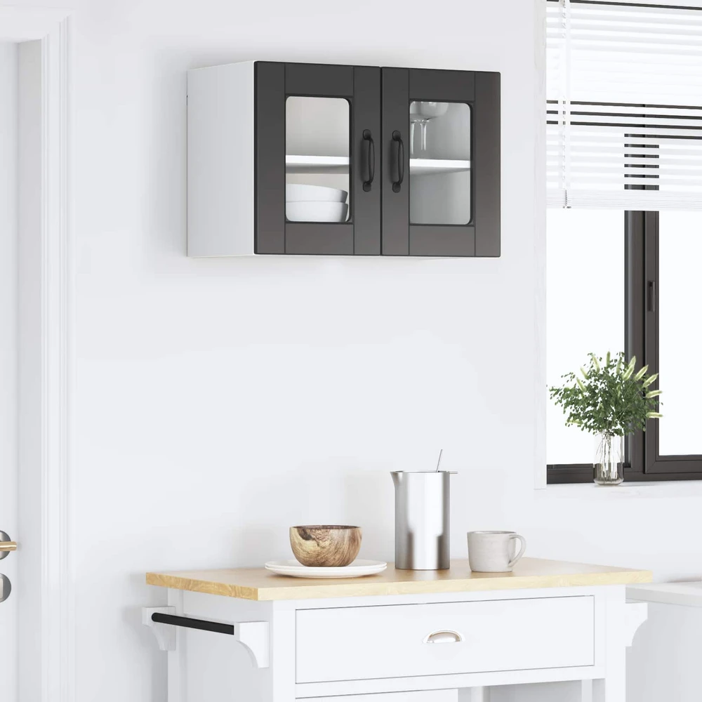 Sieninis stiklinis kabinetas PORTO Juoda 60 x 31 x 40 cm