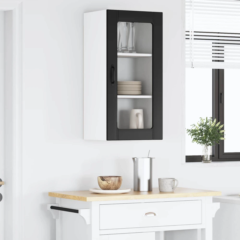 Sieninis stiklinis kabinetas PORTO Juoda 40 x 31 x 80 cm