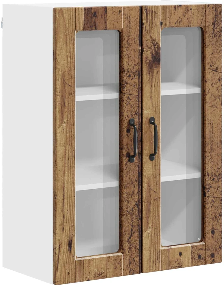 Sieninis stiklinis kabinetas PORTO Senas medis 60 x 31 x 80 cm