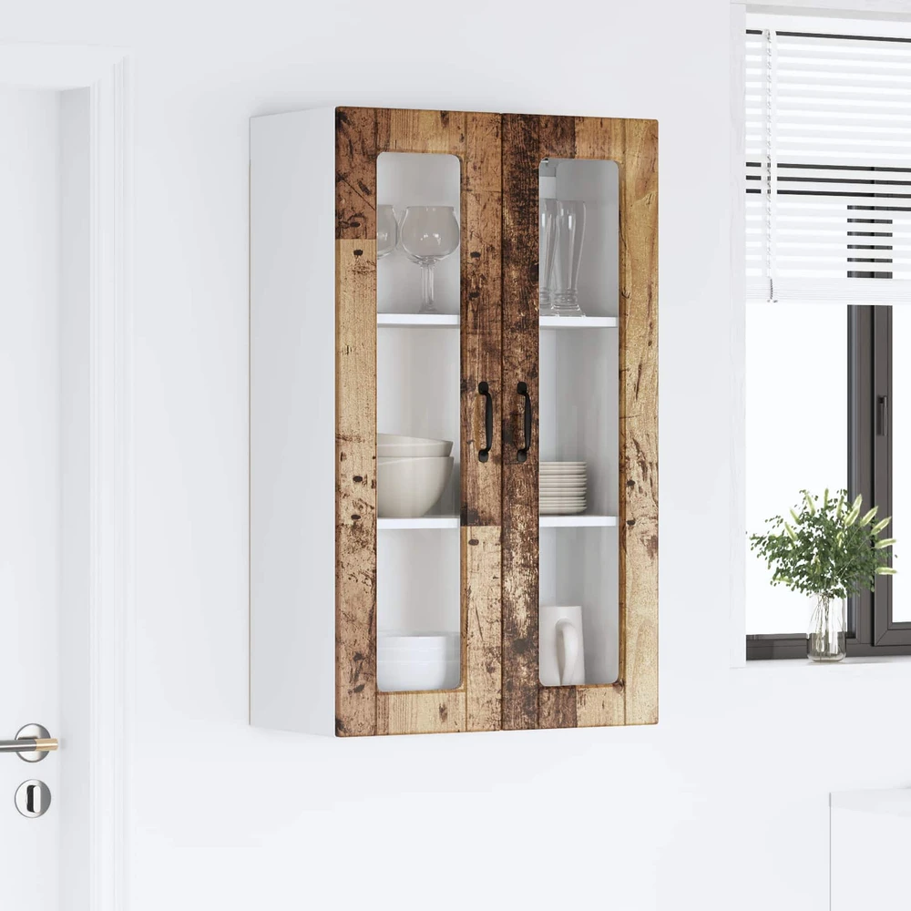 Sieninis stiklinis kabinetas PORTO Senas medis 60 x 31 x 100 cm