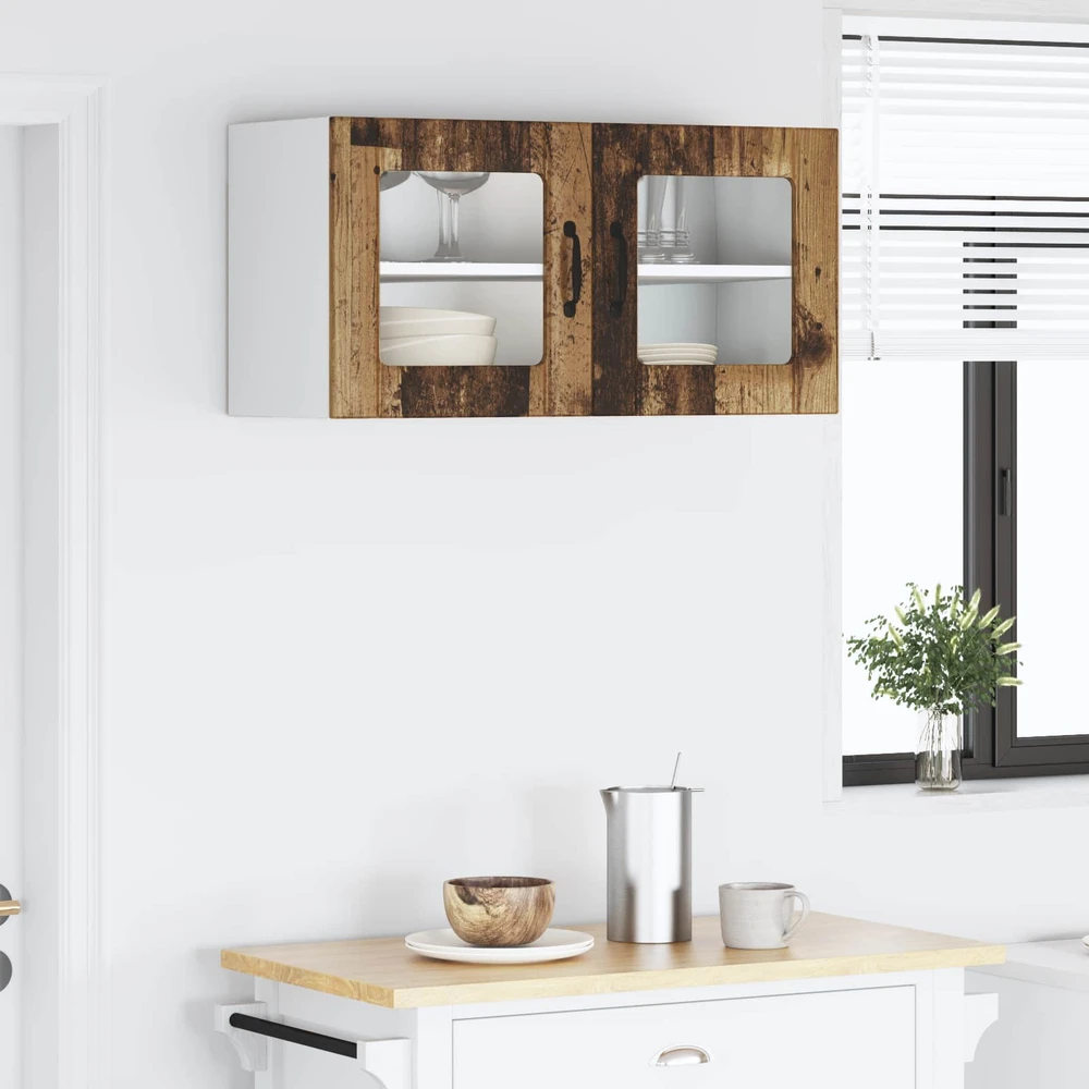 Sieninis stiklinis kabinetas PORTO Senas medis 80 x 31 x 40 cm