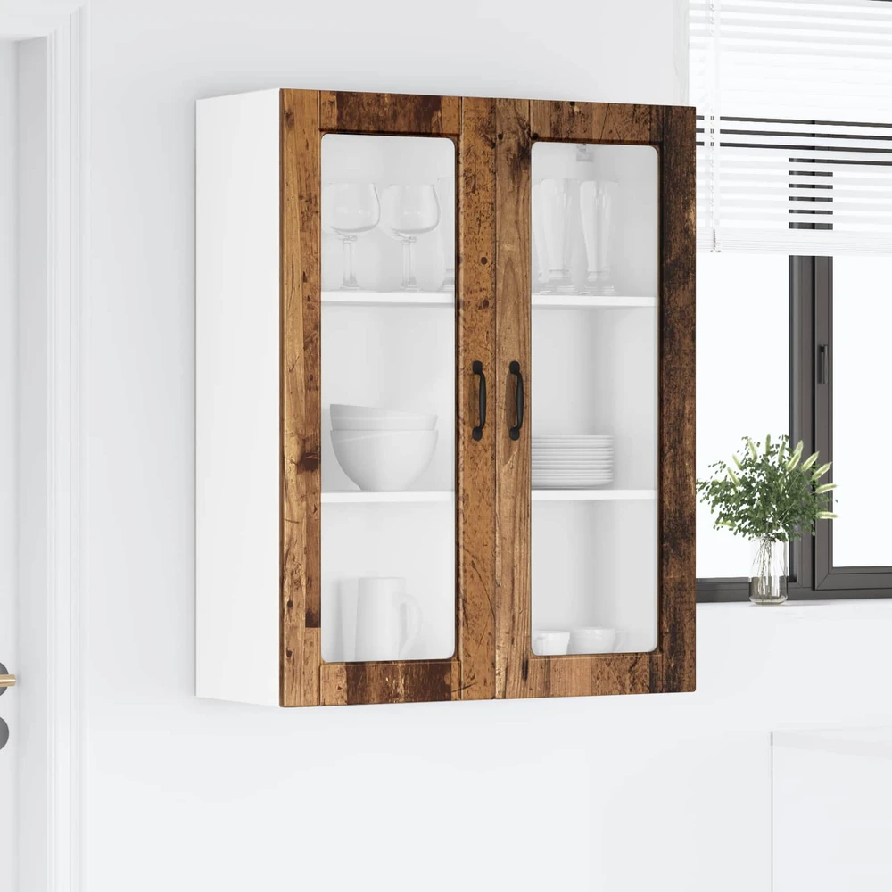 Sieninis stiklinis kabinetas PORTO Senas medis 80 x 31 x 100 cm