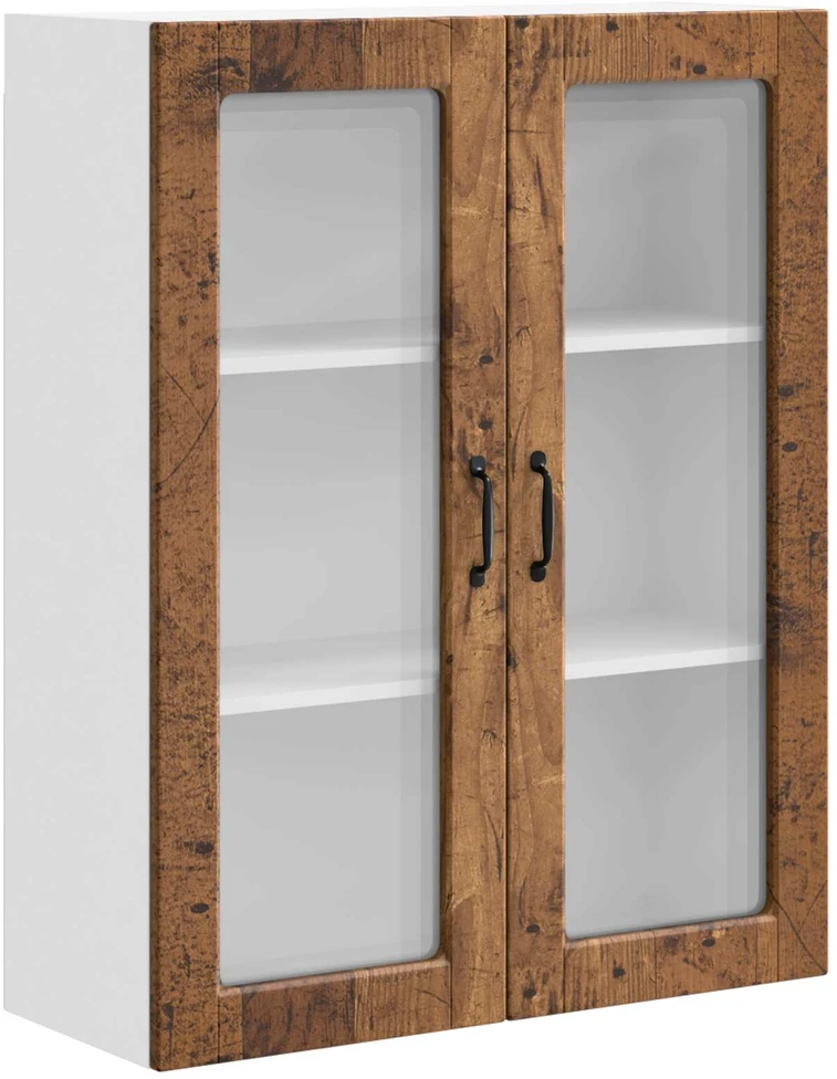 Sieninis stiklinis kabinetas PORTO Senas medis 80 x 31 x 100 cm