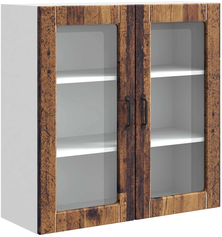 Sieninis stiklinis kabinetas PORTO Senas medis 80 x 31 x 80 cm