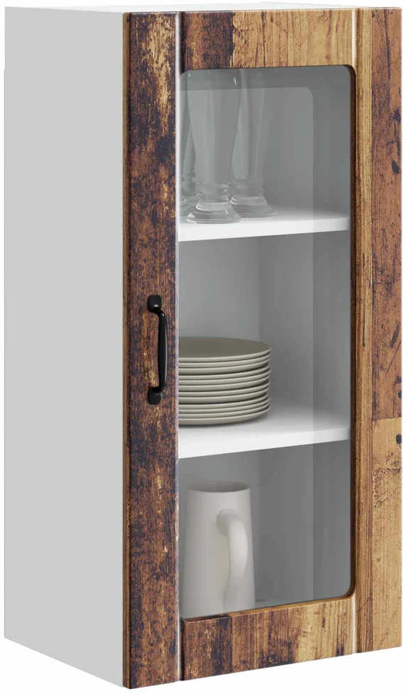 Sieninis stiklinis kabinetas PORTO Senas medis 40 x 31 x 80 cm