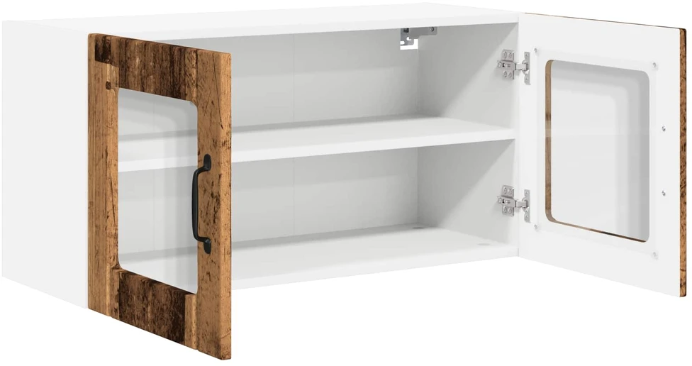 Sieninis stiklinis kabinetas PORTO Senas medis 80 x 31 x 40 cm