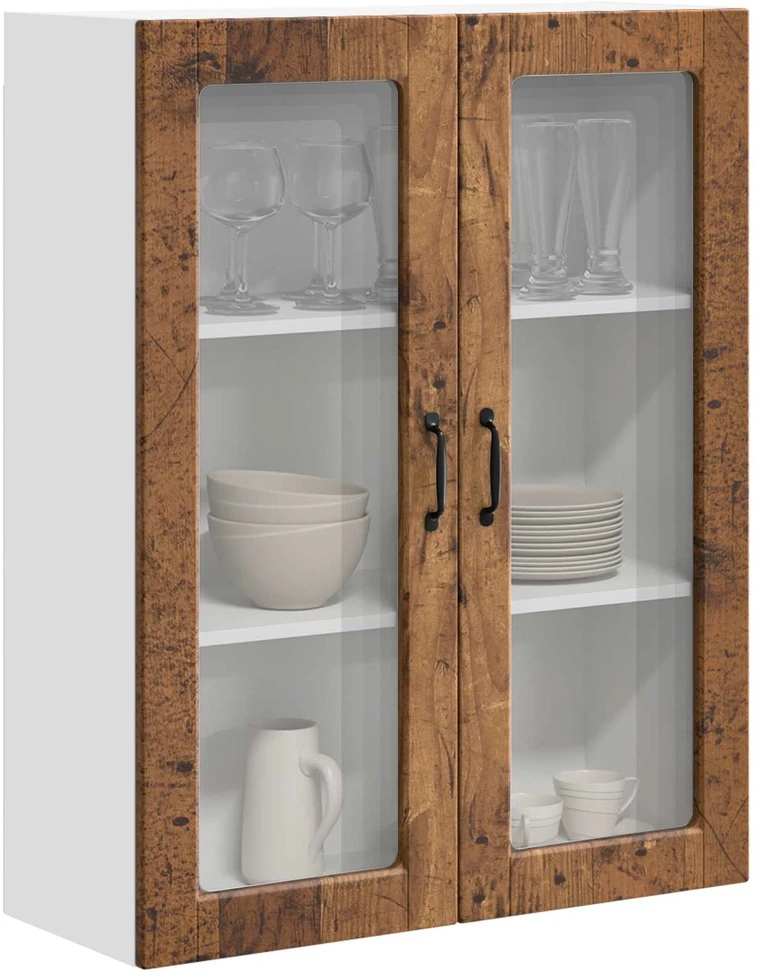 Sieninis stiklinis kabinetas PORTO Senas medis 80 x 31 x 100 cm
