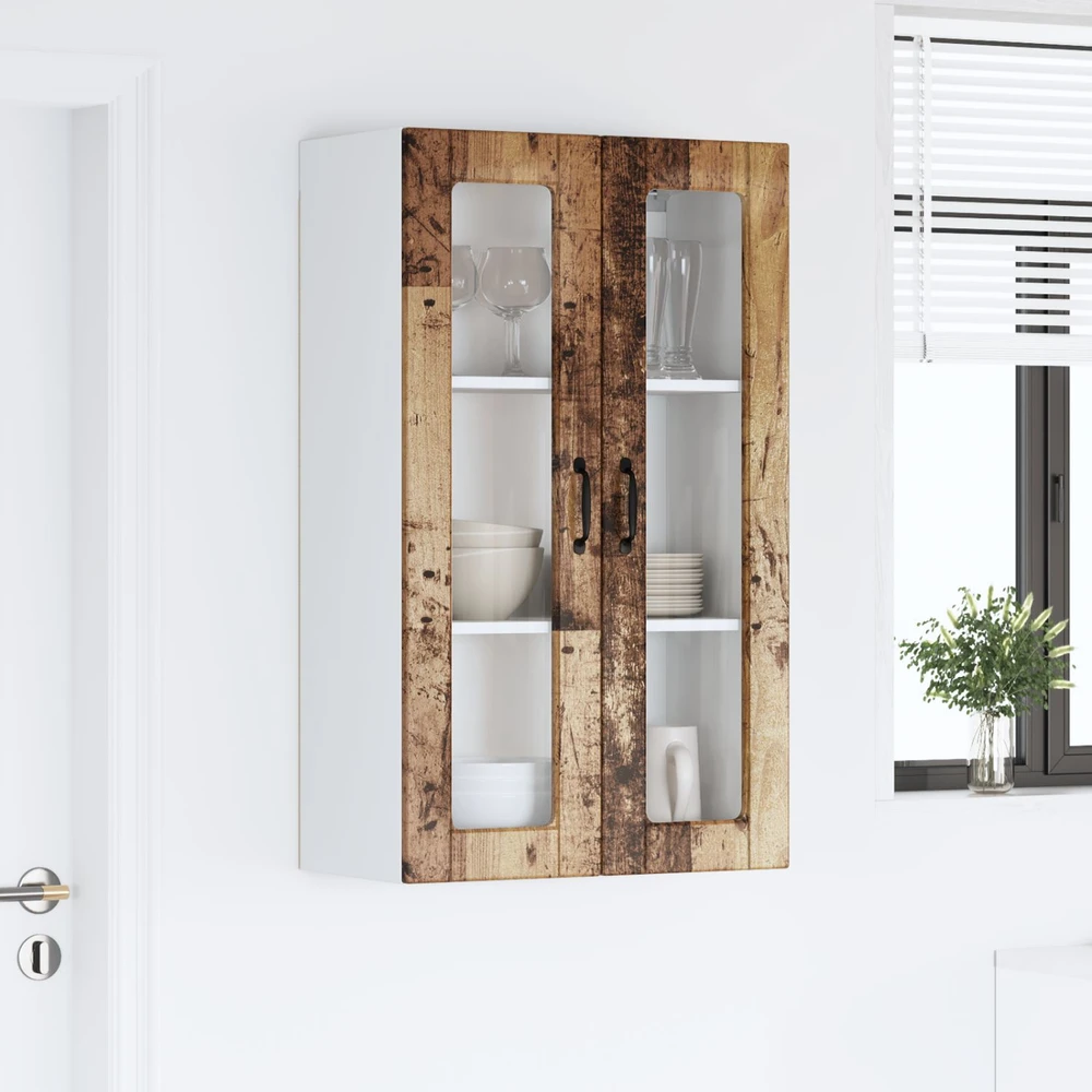 Sieninis stiklinis kabinetas PORTO Senas medis 60 x 31 x 100 cm