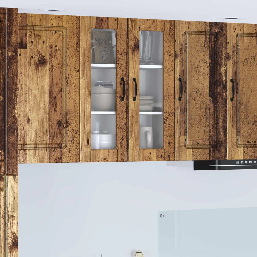 Sieninis stiklinis kabinetas PORTO Senas medis 60 x 31 x 80 cm