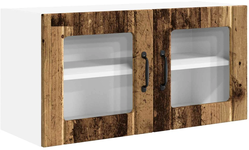 Sieninis stiklinis kabinetas PORTO Senas medis 80 x 31 x 40 cm