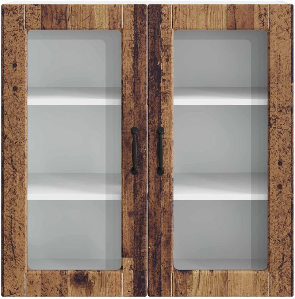 Sieninis stiklinis kabinetas PORTO Senas medis 80 x 31 x 80 cm