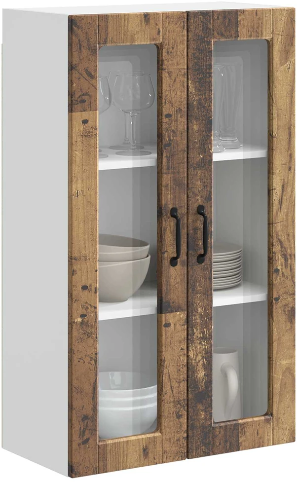 Sieninis stiklinis kabinetas PORTO Senas medis 60 x 31 x 100 cm