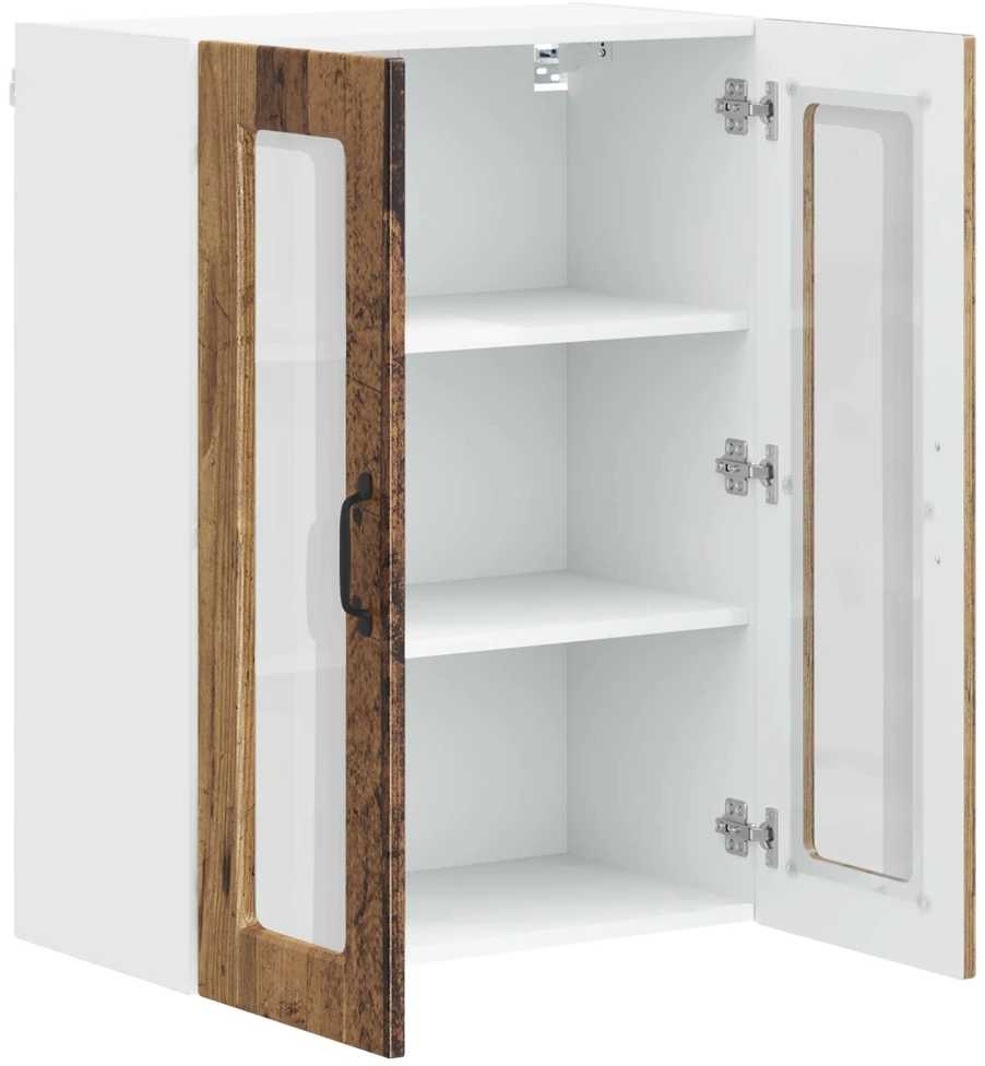 Sieninis stiklinis kabinetas PORTO Senas medis 60 x 31 x 80 cm