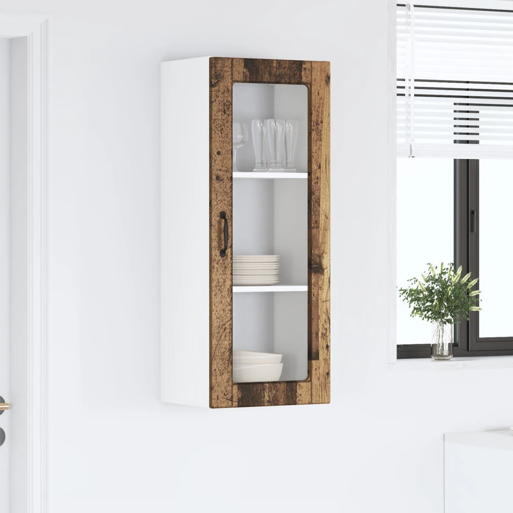 Sieninis stiklinis kabinetas PORTO Senas medis 40 x 31 x 100 cm