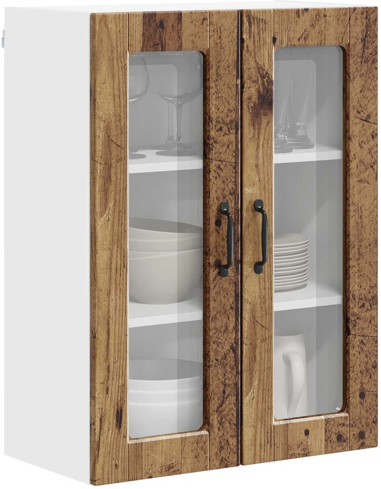 Sieninis stiklinis kabinetas PORTO Senas medis 60 x 31 x 80 cm