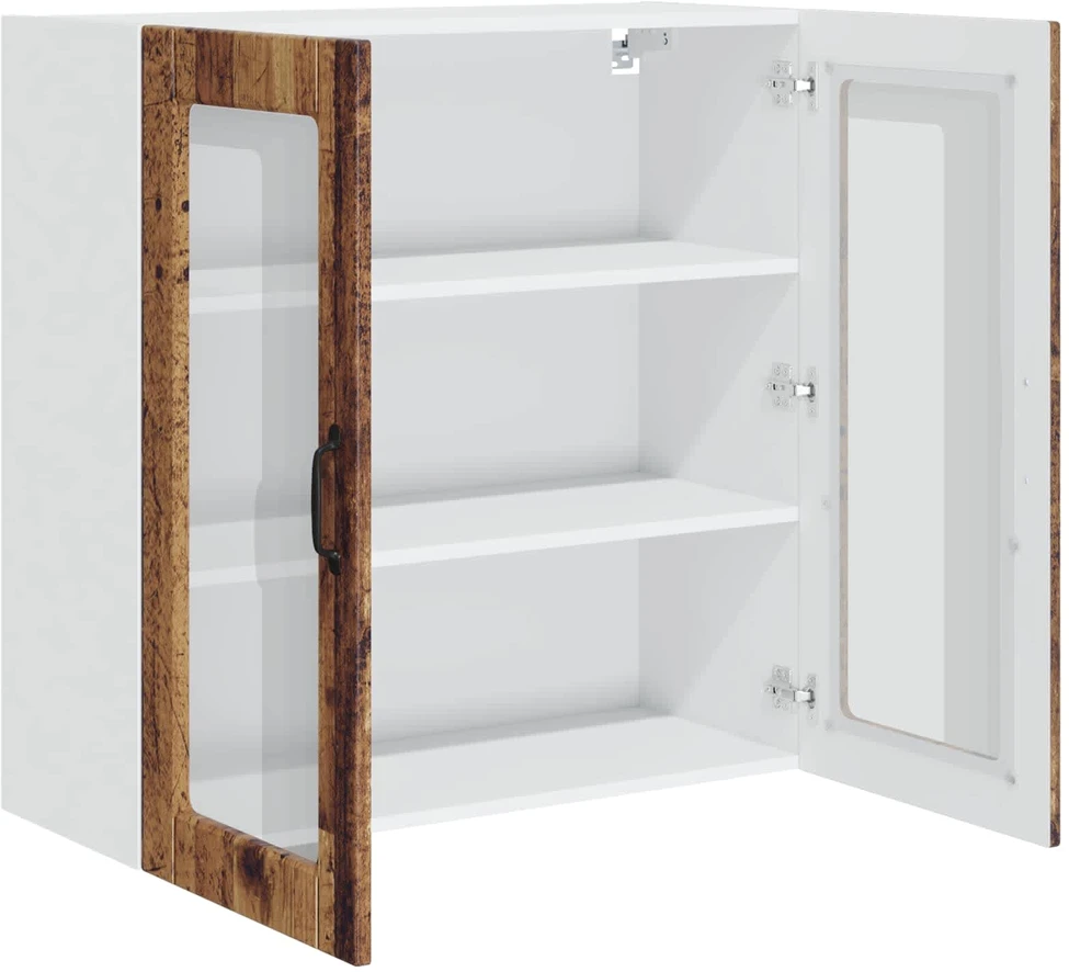 Sieninis stiklinis kabinetas PORTO Senas medis 80 x 31 x 80 cm