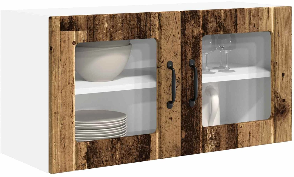 Sieninis stiklinis kabinetas PORTO Senas medis 80 x 31 x 40 cm