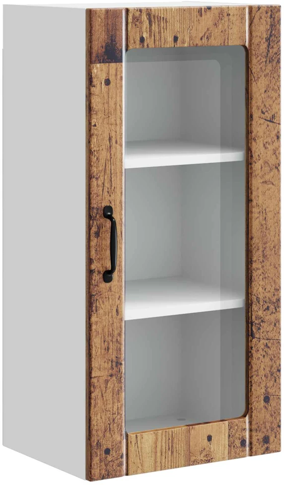 Sieninis stiklinis kabinetas PORTO Senas medis 40 x 31 x 80 cm