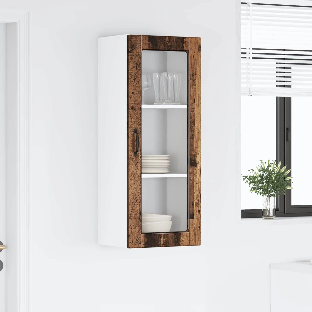 Sieninis stiklinis kabinetas PORTO Senas medis 40 x 31 x 100 cm