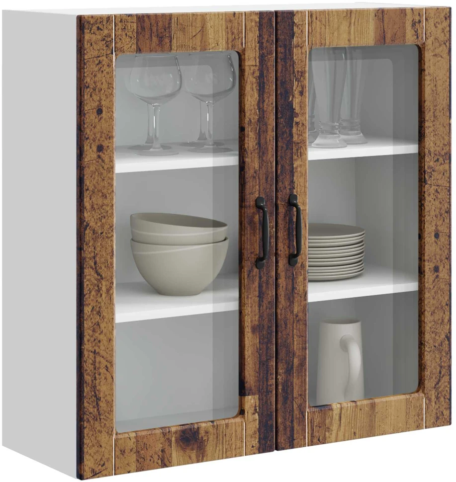 Sieninis stiklinis kabinetas PORTO Senas medis 80 x 31 x 80 cm
