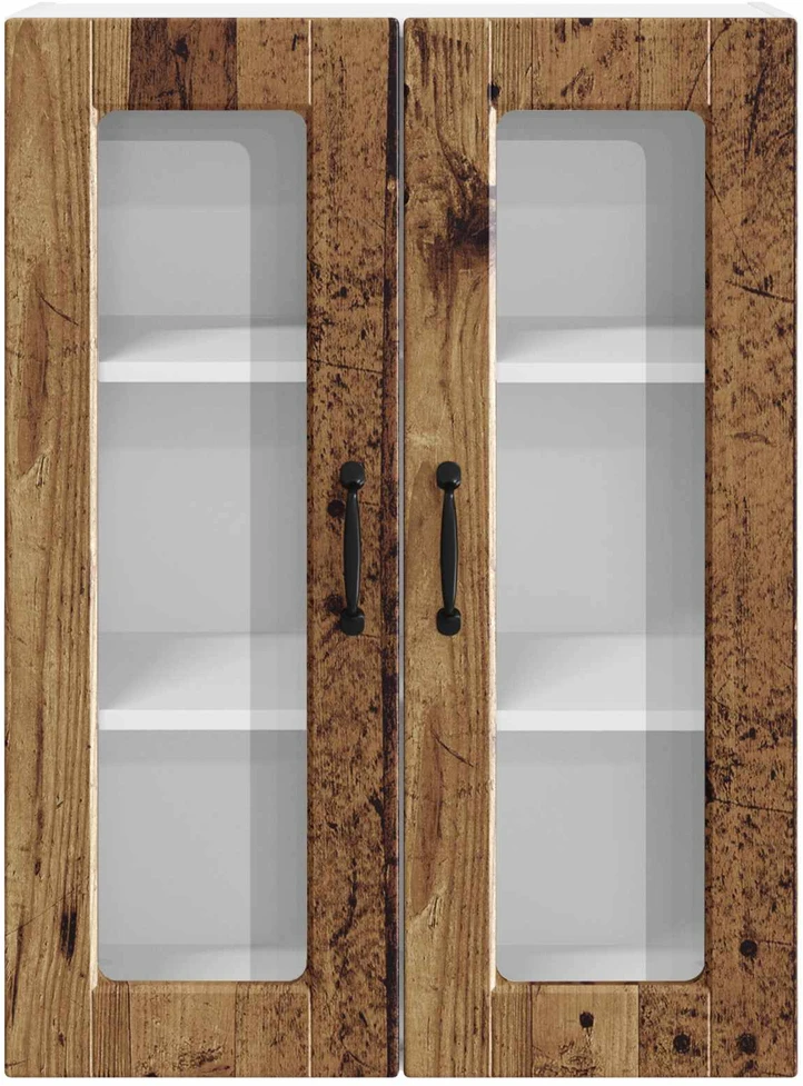 Sieninis stiklinis kabinetas PORTO Senas medis 60 x 31 x 80 cm
