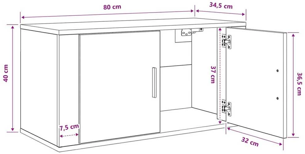 TV staliukas Sieninis televizoriaus kabinetas 80 x 34.5 x 40 cm Sena mediena