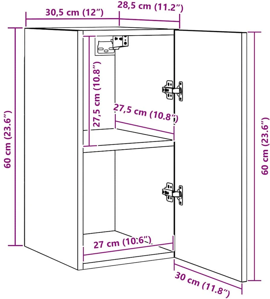 TV staliukas Sieninis televizoriaus stovas 30,5 x 30 x 60 cm Juodas ąžuolas