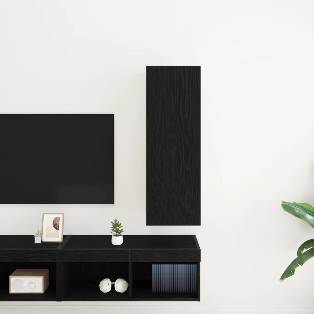 TV staliukas Sieninis televizoriaus stovas 30,5 x 30 x 90 cm Juodas ąžuolas