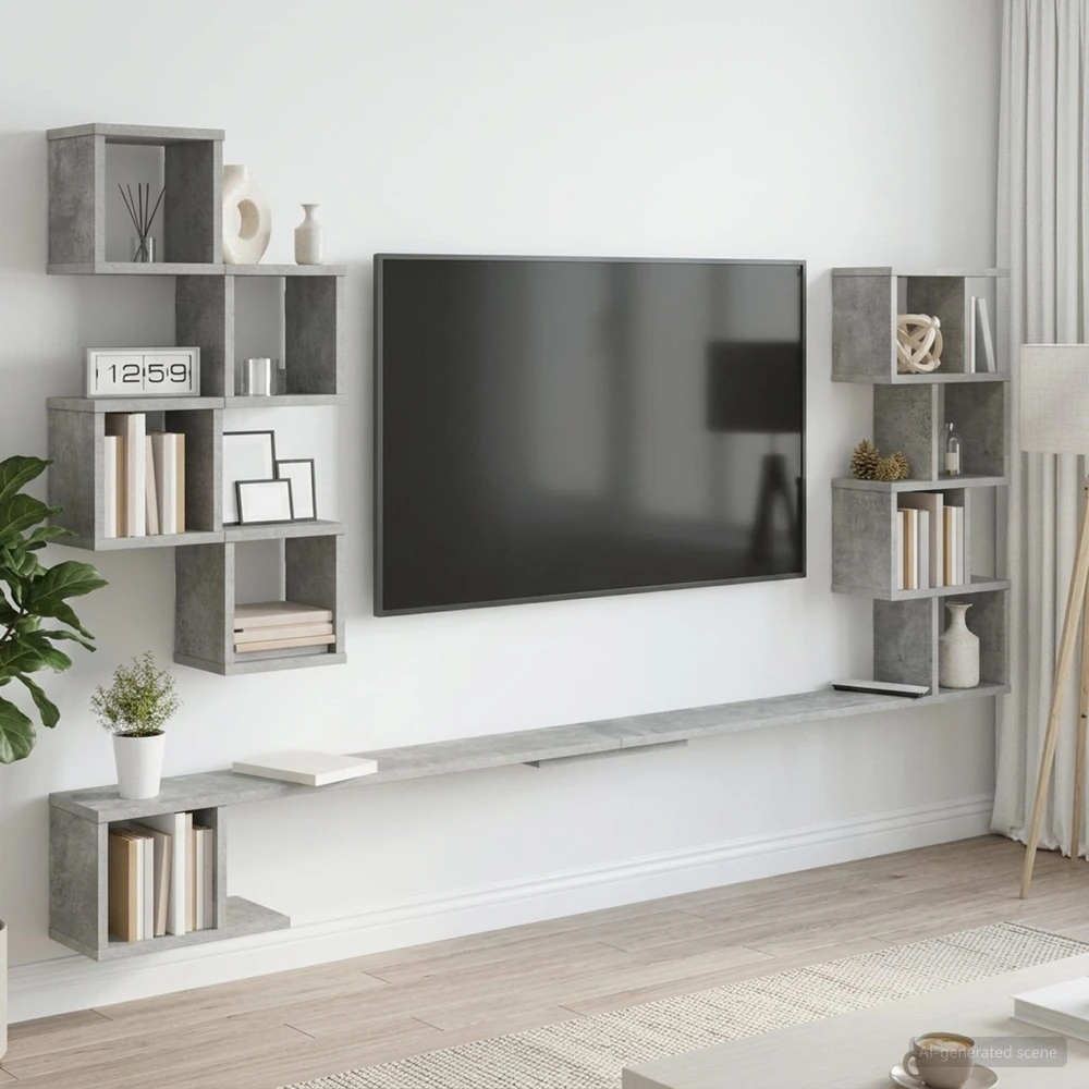 Sieninis televizoriaus stovas Betono pilka 200 x 15 x 94 cm