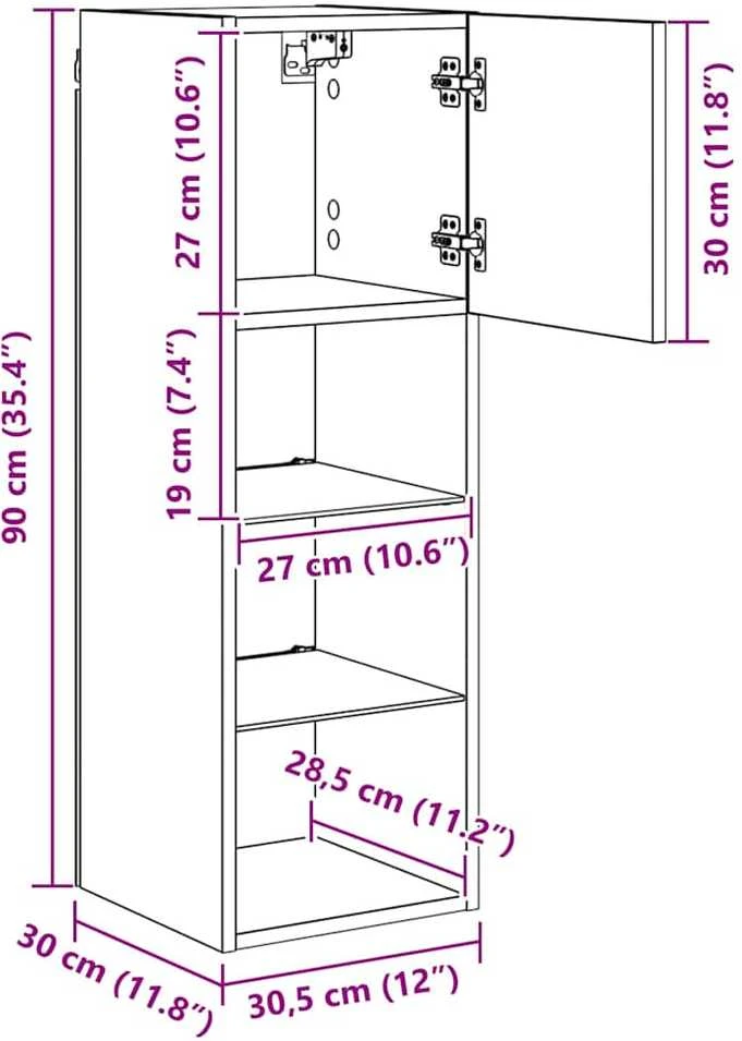 TV staliukas Sieninis televizoriaus stovas 30,5 x 30 x 90 cm Juodas ąžuolas