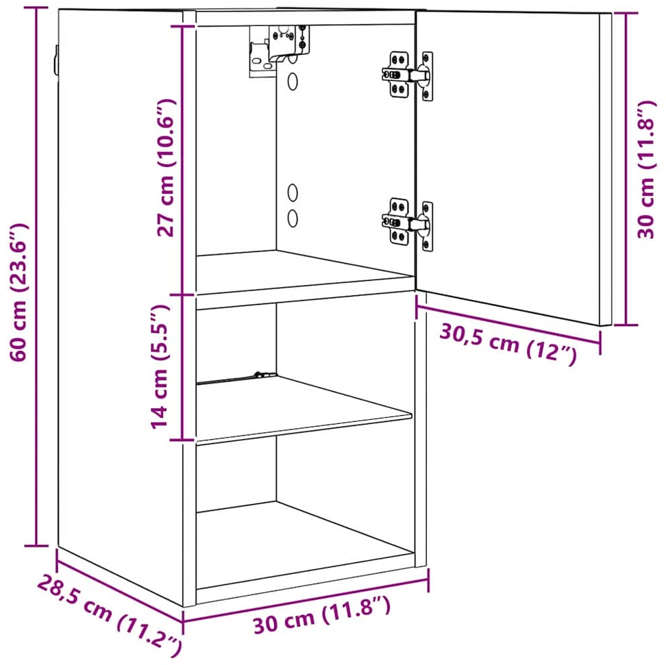 TV staliukas Sieninis televizoriaus stovas 30,5 x 30 x 60 cm Juodas ąžuolas