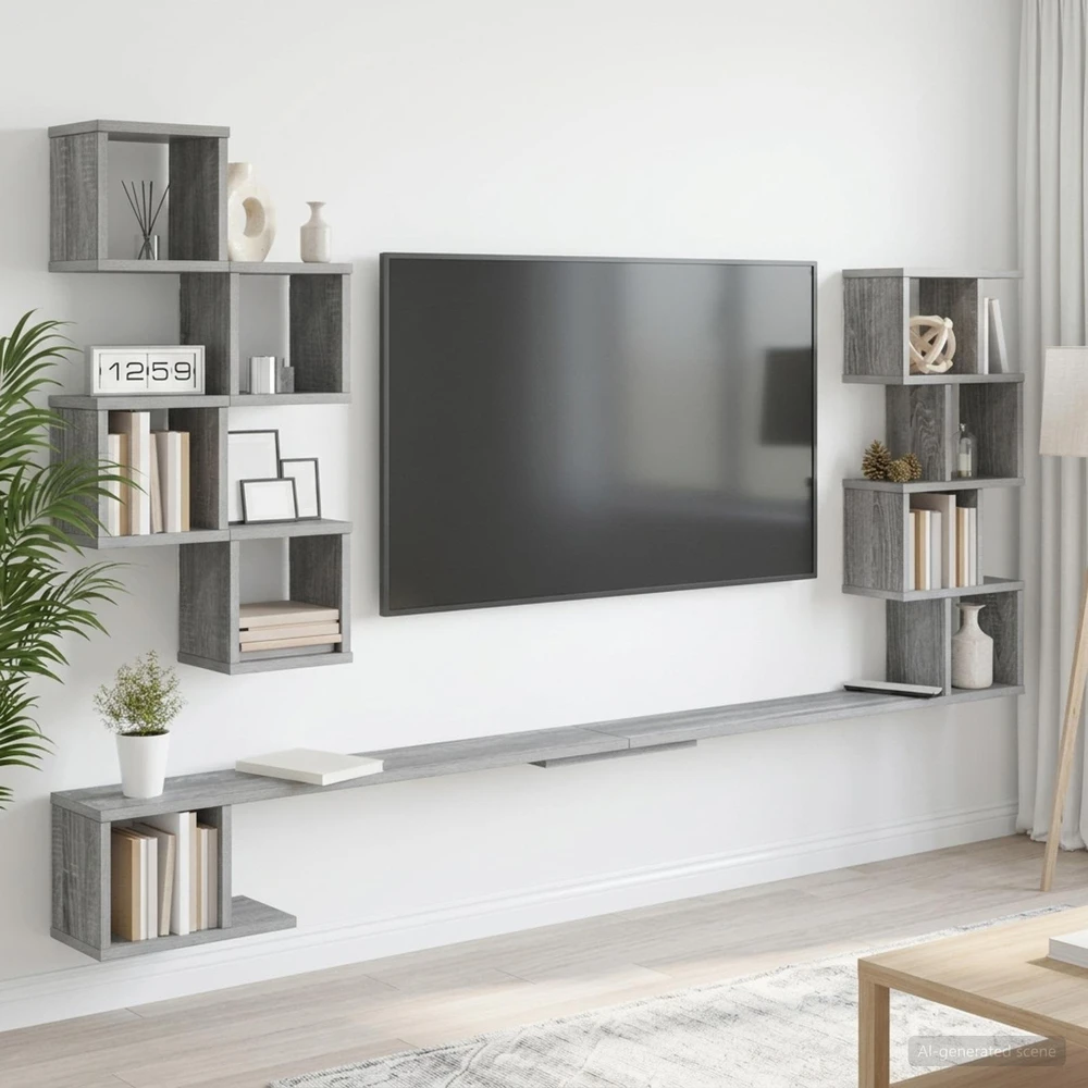 Sieninis televizoriaus stovas Pilka Sonoma 200 x 15 x 94 cm