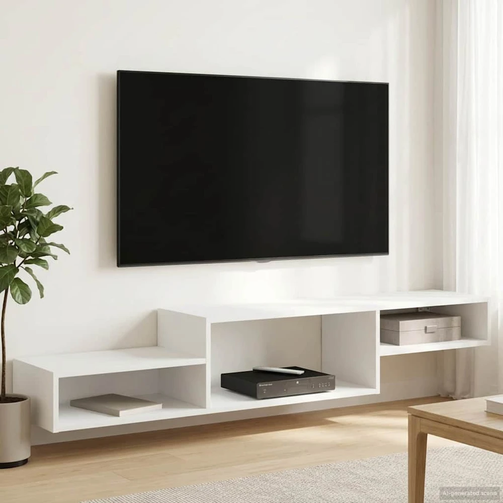 Sieninis televizoriaus stovas Sieninis Balta 150 x 28 x 26 cm