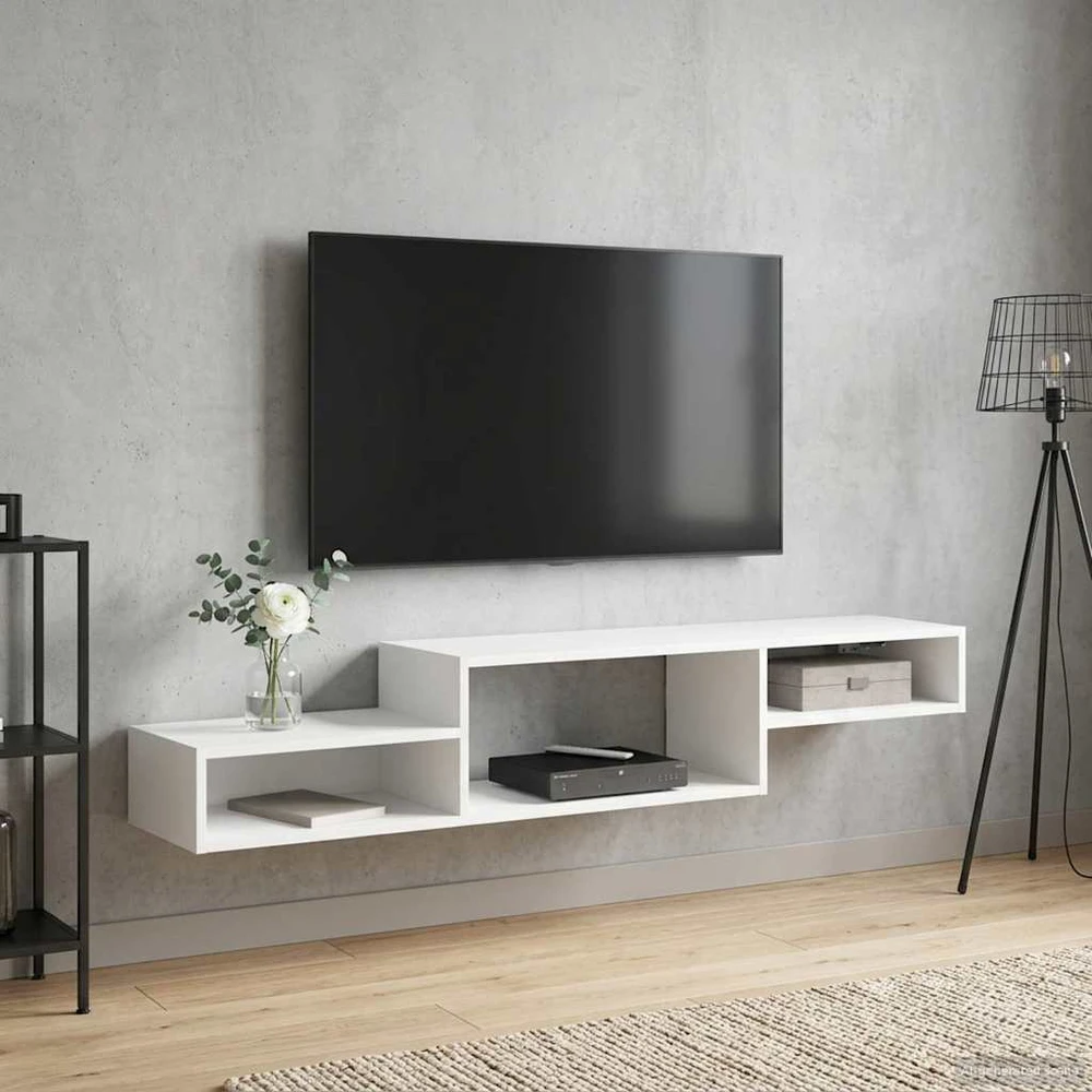 Sieninis televizoriaus stovas Sieninis Balta 150 x 28 x 26 cm