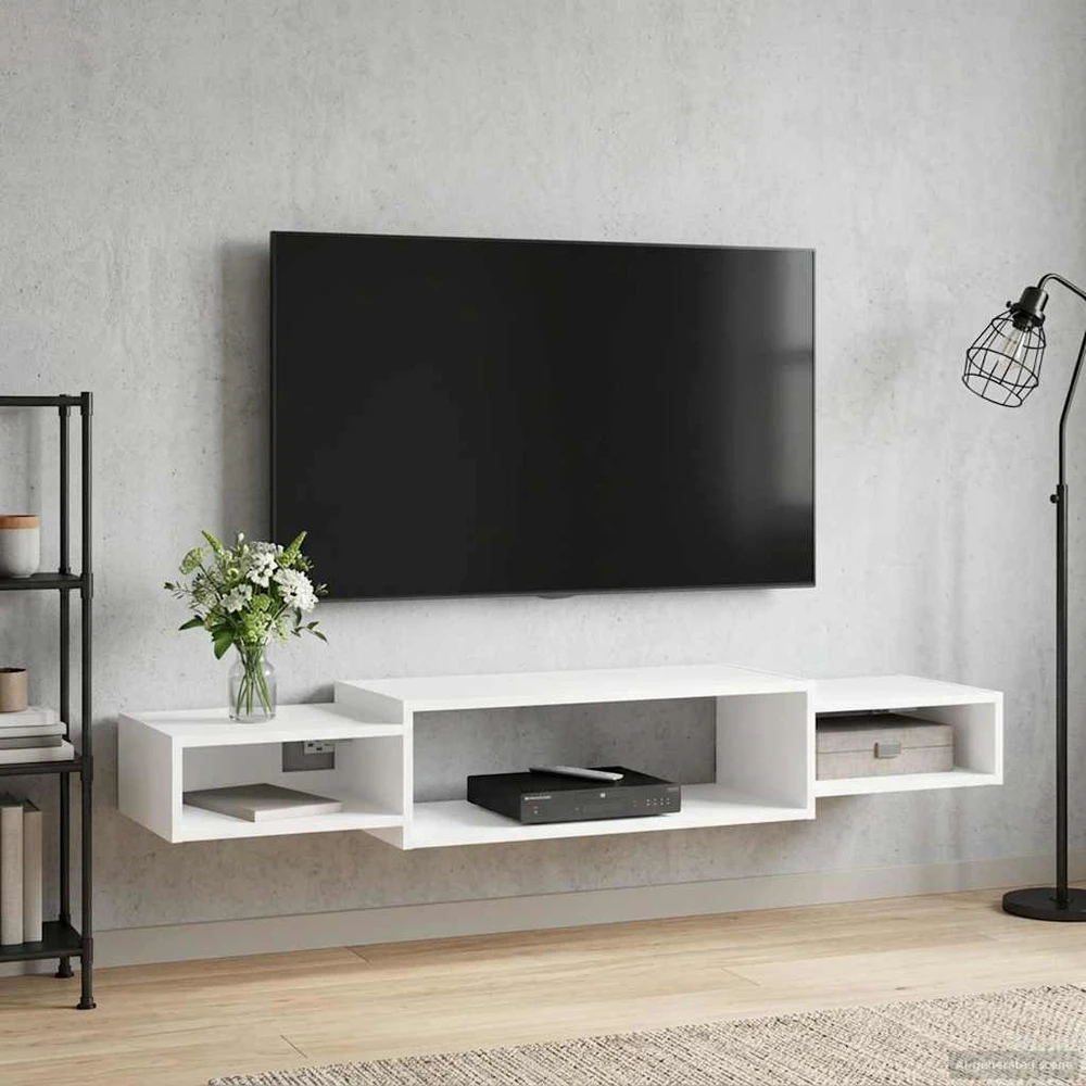 Sieninis televizoriaus stovas Sieninis Balta 140 x 28 x 21 cm