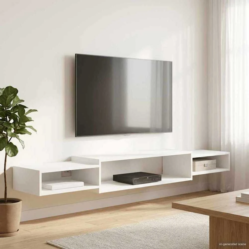 Sieninis televizoriaus stovas Sieninis Balta 180 x 28 x 21 cm