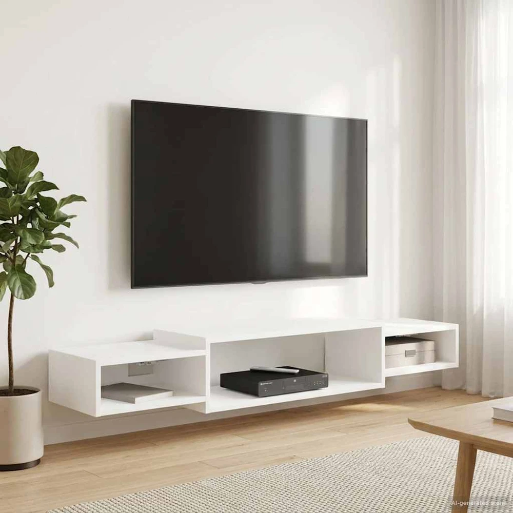 Sieninis televizoriaus stovas Sieninis Balta 140 x 28 x 21 cm
