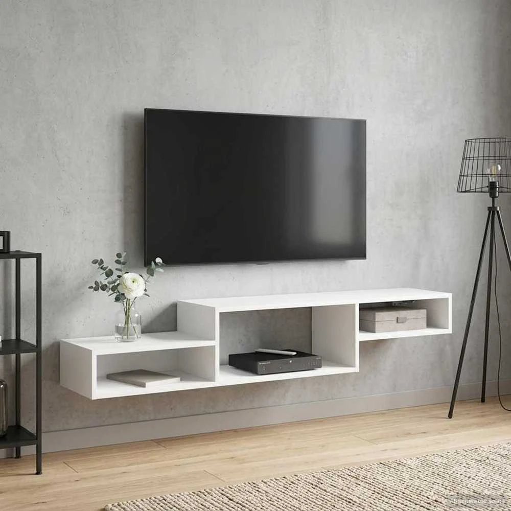 Sieninis televizoriaus stovas Sieninis Balta 150 x 28 x 26 cm