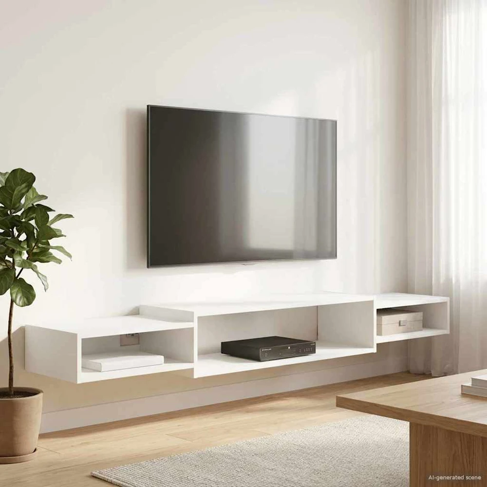 Sieninis televizoriaus stovas Sieninis Balta 180 x 28 x 21 cm