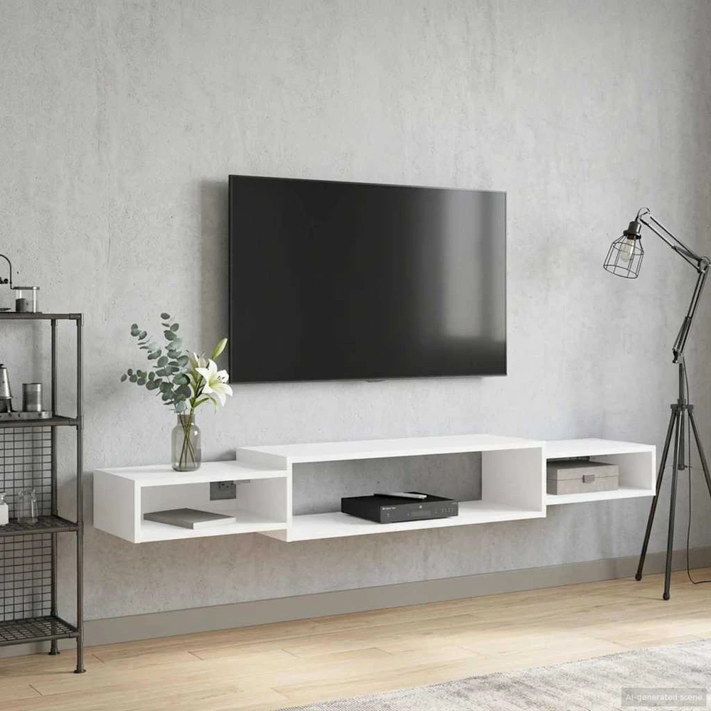 Sieninis televizoriaus stovas Sieninis Balta 180 x 28 x 21 cm