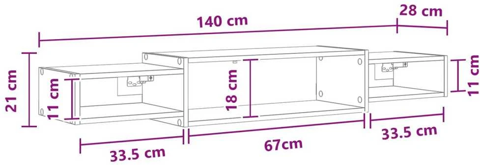 Sieninis televizoriaus stovas Sieninis Balta 140 x 28 x 21 cm