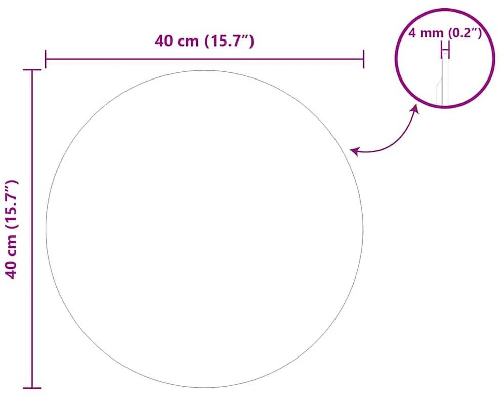 Sieninis veidrodis Apvali Ø 40 cm grūdintas stiklas