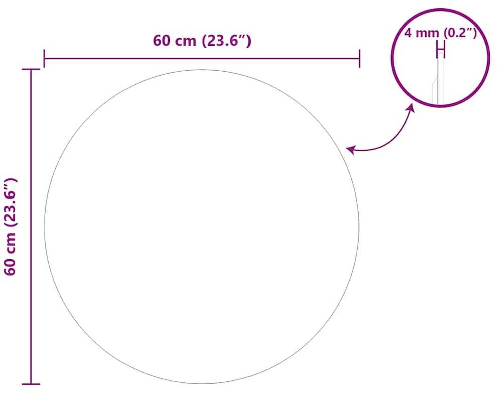 Sieninis veidrodis Apvali Ø 60 cm grūdintas stiklas