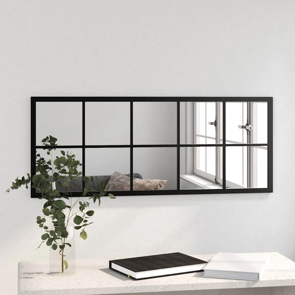 Sieninis veidrodis, juodos spalvos, 100x40cm, metalas
