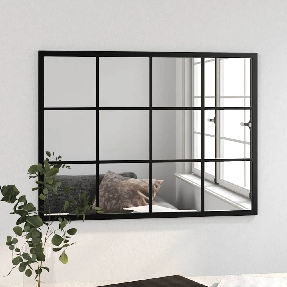 Sieninis veidrodis, juodos spalvos, 80x60cm, metalas