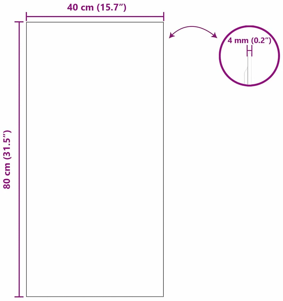 Sieninis veidrodis Stačiakampio 40 x 80 cm grūdintas stiklas